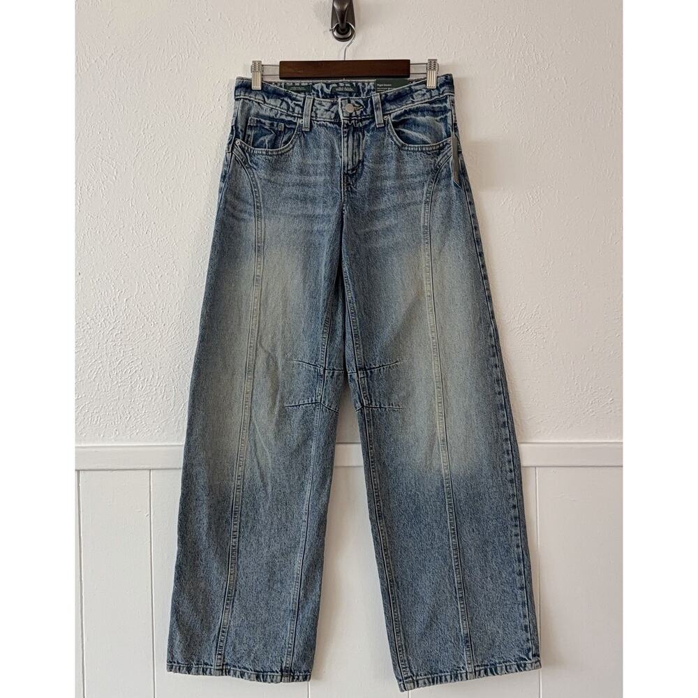 NWT Wild Fable Barrel Jeans Size 0/32 Mid Rise Baggy Wide Leg Curved Denim - Picture 2 of 9
